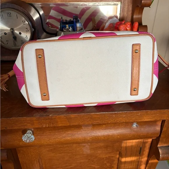 Dooney & Bourke Pink and White Chevron Tote - Picture 7 of 11